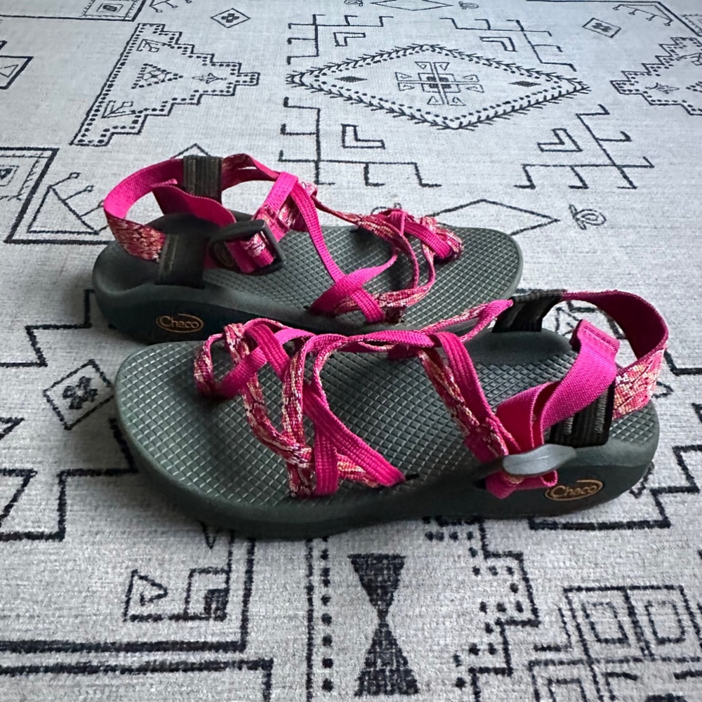 Chaco Z1 Classic sandals in a pink and green colorway